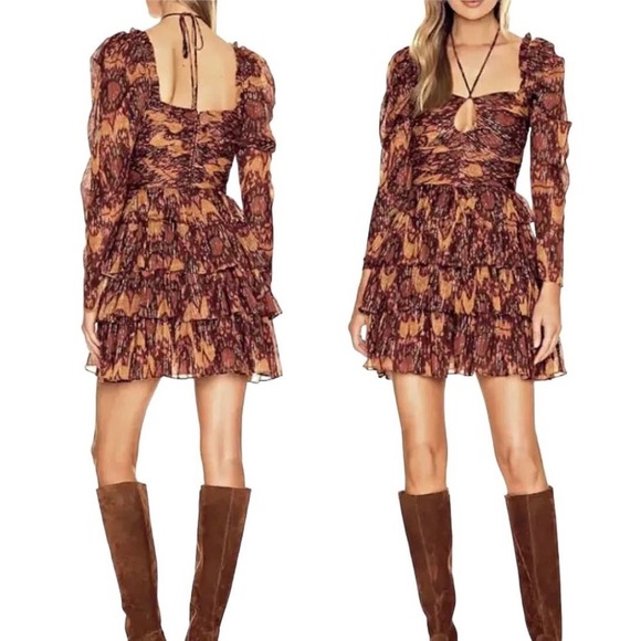 House of Harlow 1960 Dresses & Skirts - HOUSE of Harlow 1960 Bohemian Ikat Puffed Sleeves Tiered Mini Dress NWT Small